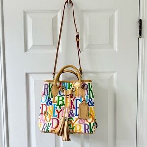 HTF Dooney & Bourke Retro Grafica Drawstring Crossbody W Handles Bag